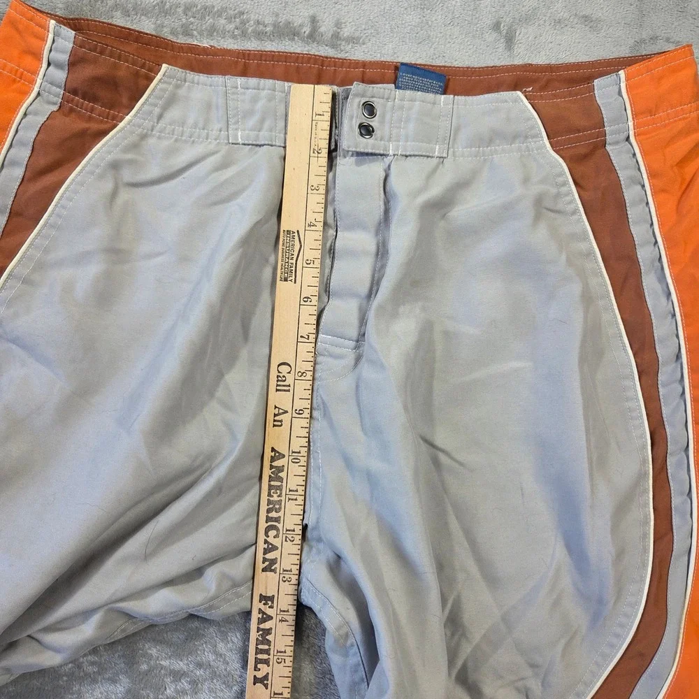 No Boundaries Mens Board Shorts Silver Orange Brown Colorblock 38 Y2k Skater